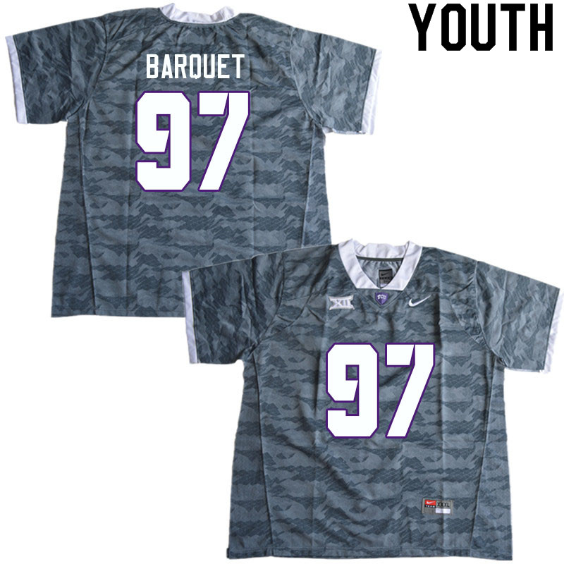 Youth #97 Earl Barquet TCU Horned Frogs College Football Jerseys Sale-Gray - Click Image to Close